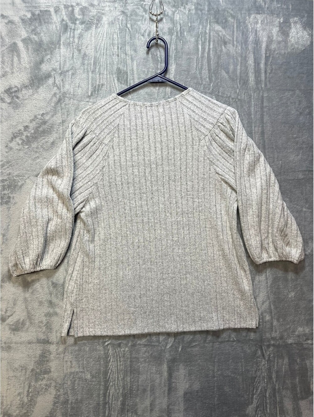 Anneliese Gray Ribbed Knit Pullover Sweater with Keyhole Neck Size Medium - Picture 2 of 7